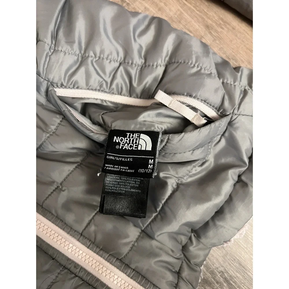 The North Face Mossbud Reversible Jacket Girls Size L 10-12 Pink Gray Used